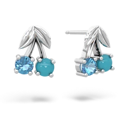 Blue Topaz Sweet Cherries 14K White Gold earrings E7001