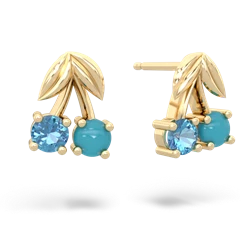 Blue Topaz Sweet Cherries 14K Yellow Gold earrings E7001