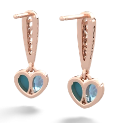 Blue Topaz Filligree Heart 14K Rose Gold earrings E5070