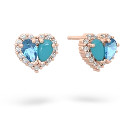 Blue Topaz Halo 14K Rose Gold earrings E7008