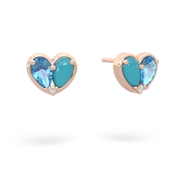 Blue Topaz 'Our Heart' 14K Rose Gold earrings E5072