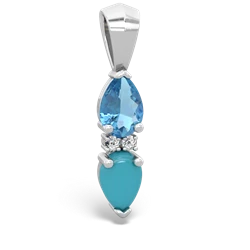 Blue Topaz Bowtie Drop 14K White Gold pendant P0865