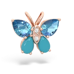 Blue Topaz Butterfly 14K Rose Gold pendant P2215