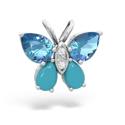 Blue Topaz Butterfly 14K White Gold pendant P2215