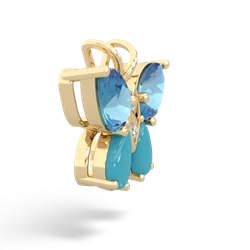 Blue Topaz Butterfly 14K Yellow Gold pendant P2215