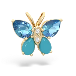 Blue Topaz Butterfly 14K Yellow Gold pendant P2215