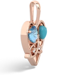Blue Topaz Celtic Trinity Heart 14K Rose Gold pendant P5331