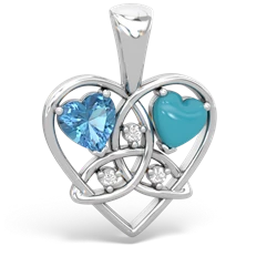 Blue Topaz Celtic Trinity Heart 14K White Gold pendant P5331