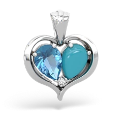 Blue Topaz Two Become One 14K White Gold pendant P5330