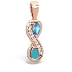 Blue Topaz Diamond Infinity 14K Rose Gold pendant P5390