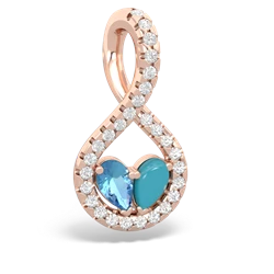 Blue Topaz Pave Twist 'One Heart' 14K Rose Gold pendant P5360