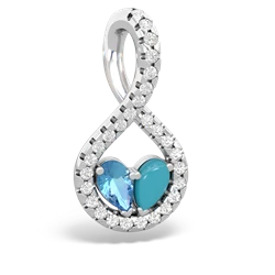 Blue Topaz Pave Twist 'One Heart' 14K White Gold pendant P5360