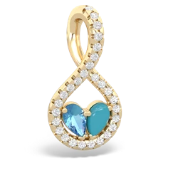 Blue Topaz Pave Twist 'One Heart' 14K Yellow Gold pendant P5360