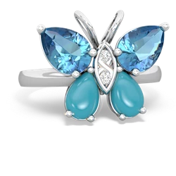 Blue Topaz Butterfly 14K White Gold ring R2215