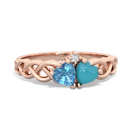 Blue Topaz Heart To Heart Braid 14K Rose Gold ring R5870