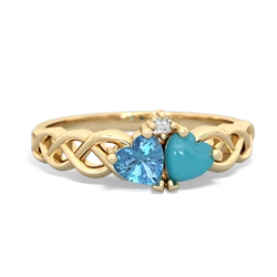 Blue Topaz Heart To Heart Braid 14K Yellow Gold ring R5870