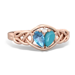 Blue Topaz Celtic Love Knot 14K Rose Gold ring R5420