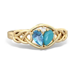 Blue Topaz Celtic Love Knot 14K Yellow Gold ring R5420