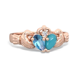 Blue Topaz 'Our Heart' Claddagh 14K Rose Gold ring R2388