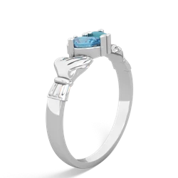 Blue Topaz 'Our Heart' Claddagh 14K White Gold ring R2388