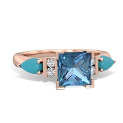 Blue Topaz 6Mm Princess Eternal Embrace Engagement 14K Rose Gold ring C2002