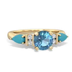 Blue Topaz 6Mm Round Eternal Embrace Engagement 14K Yellow Gold ring R2005