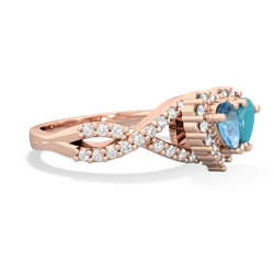 Blue Topaz Diamond Twist 'One Heart' 14K Rose Gold ring R2640HRT