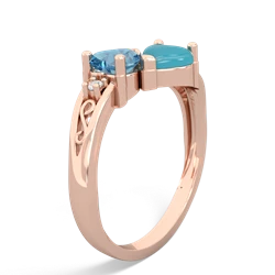 Blue Topaz Snuggling Hearts 14K Rose Gold ring R2178