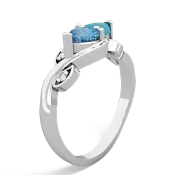 Blue Topaz Floral Elegance 14K White Gold ring R5790