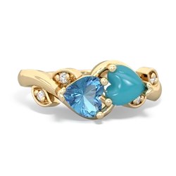 Blue Topaz Floral Elegance 14K Yellow Gold ring R5790