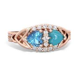 Blue Topaz Sparkling Celtic Knot 14K Rose Gold ring R2645