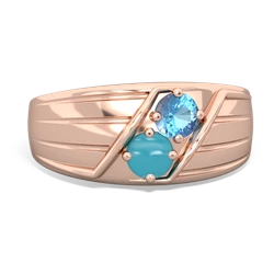 Blue Topaz Men's Streamline 14K Rose Gold ring R0460