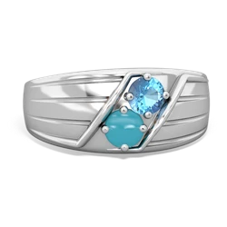 Blue Topaz Men's Streamline 14K White Gold ring R0460