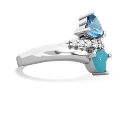 Blue Topaz Heart To Heart 14K White Gold ring R2064