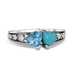 Blue Topaz Heart To Heart 14K White Gold ring R3342