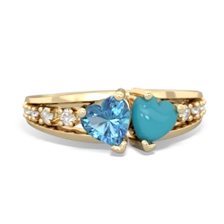 Blue Topaz Heart To Heart 14K Yellow Gold ring R3342