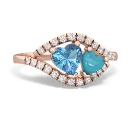 Blue Topaz Mother And Child 14K Rose Gold ring R3010