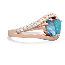 Blue Topaz Nestled Heart Keepsake 14K Rose Gold ring R5650