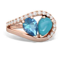 Blue Topaz Nestled Heart Keepsake 14K Rose Gold ring R5650