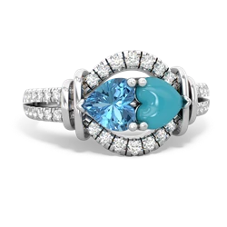 Blue Topaz Art-Deco Keepsake 14K White Gold ring R5630