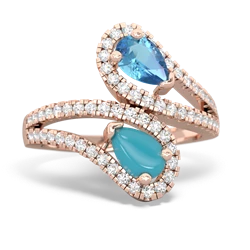 Blue Topaz Diamond Dazzler 14K Rose Gold ring R3000