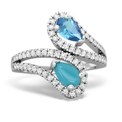 Blue Topaz Diamond Dazzler 14K White Gold ring R3000