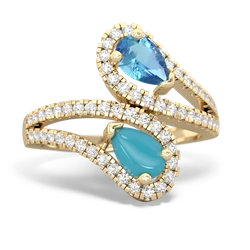 Blue Topaz Diamond Dazzler 14K Yellow Gold ring R3000