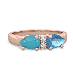 Blue Topaz Pear Bowtie 14K Rose Gold ring R0865