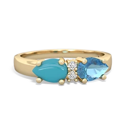 Blue Topaz Pear Bowtie 14K Yellow Gold ring R0865