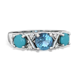 Blue Topaz Hugs And Kisses 14K White Gold ring R5016