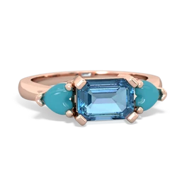 Blue Topaz Three Stone 14K Rose Gold ring R5235