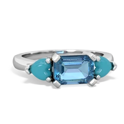 Blue Topaz Three Stone 14K White Gold ring R5235