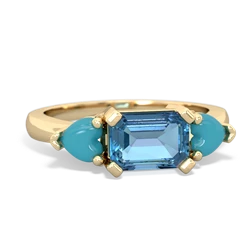 Blue Topaz Three Stone 14K Yellow Gold ring R5235