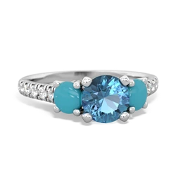 Blue Topaz Pave Trellis 14K White Gold ring R5500